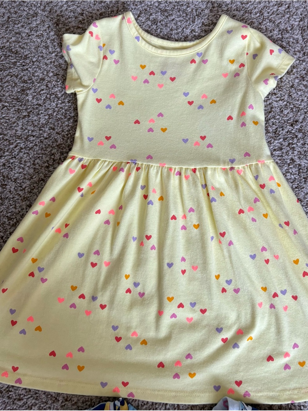 Cat & Jack Yellow Heart Print Short Sleeve Dress